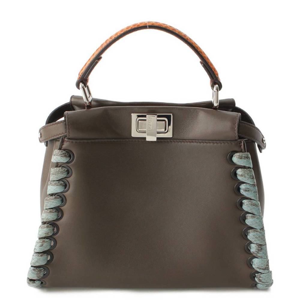Fendi Handbag Peekaboo Brown Python Mini Shoulder - image 1